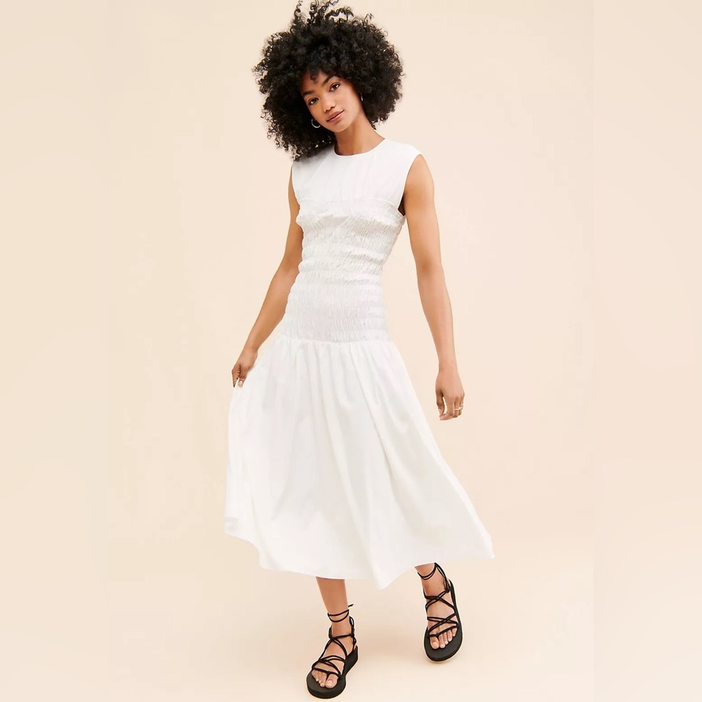 Mare Mare x Anthropologie Smocked Drop Waist Midi Dress Size Small